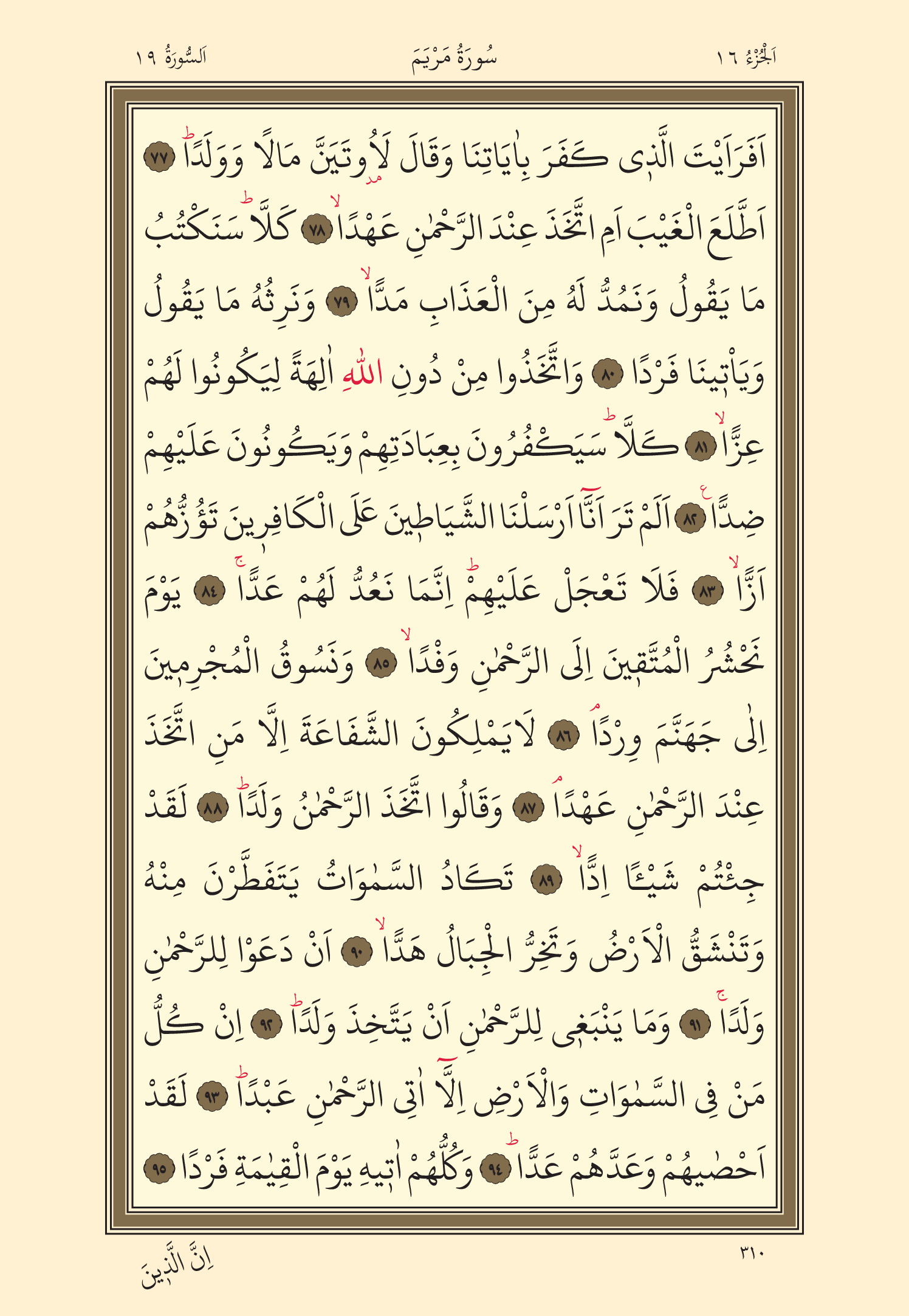 Kuran Oku 16. Cüz 310. Sayfa - KELAMULLAH