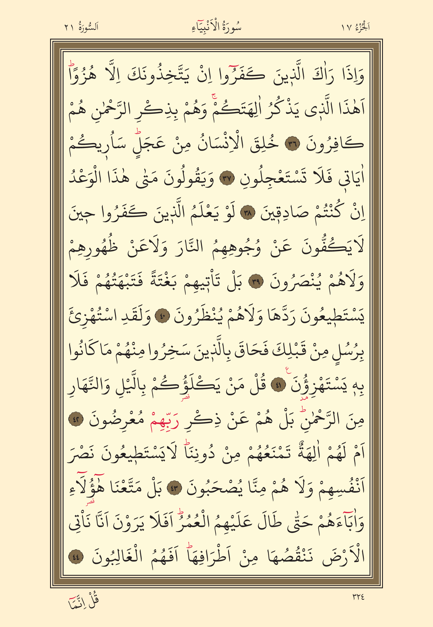 Kuran Oku 17. Cüz 324. Sayfa - KELAMULLAH