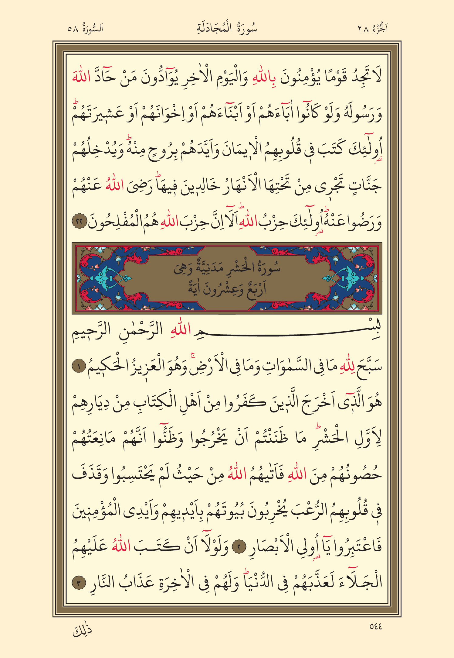 Kuran Oku 28. Cüz 544. Sayfa - KELAMULLAH