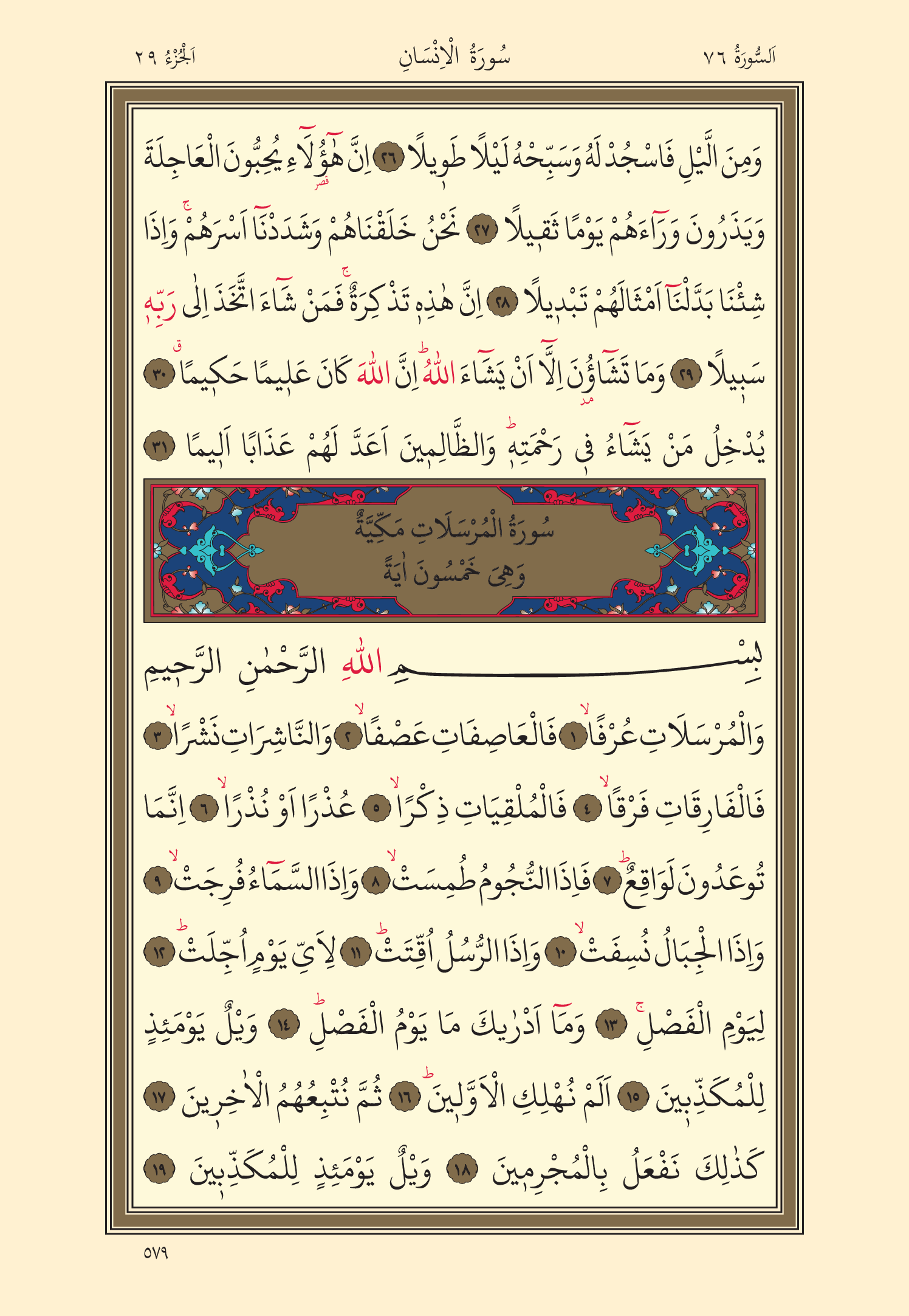 Kuran Oku 29. Cüz 579. Sayfa - KELAMULLAH
