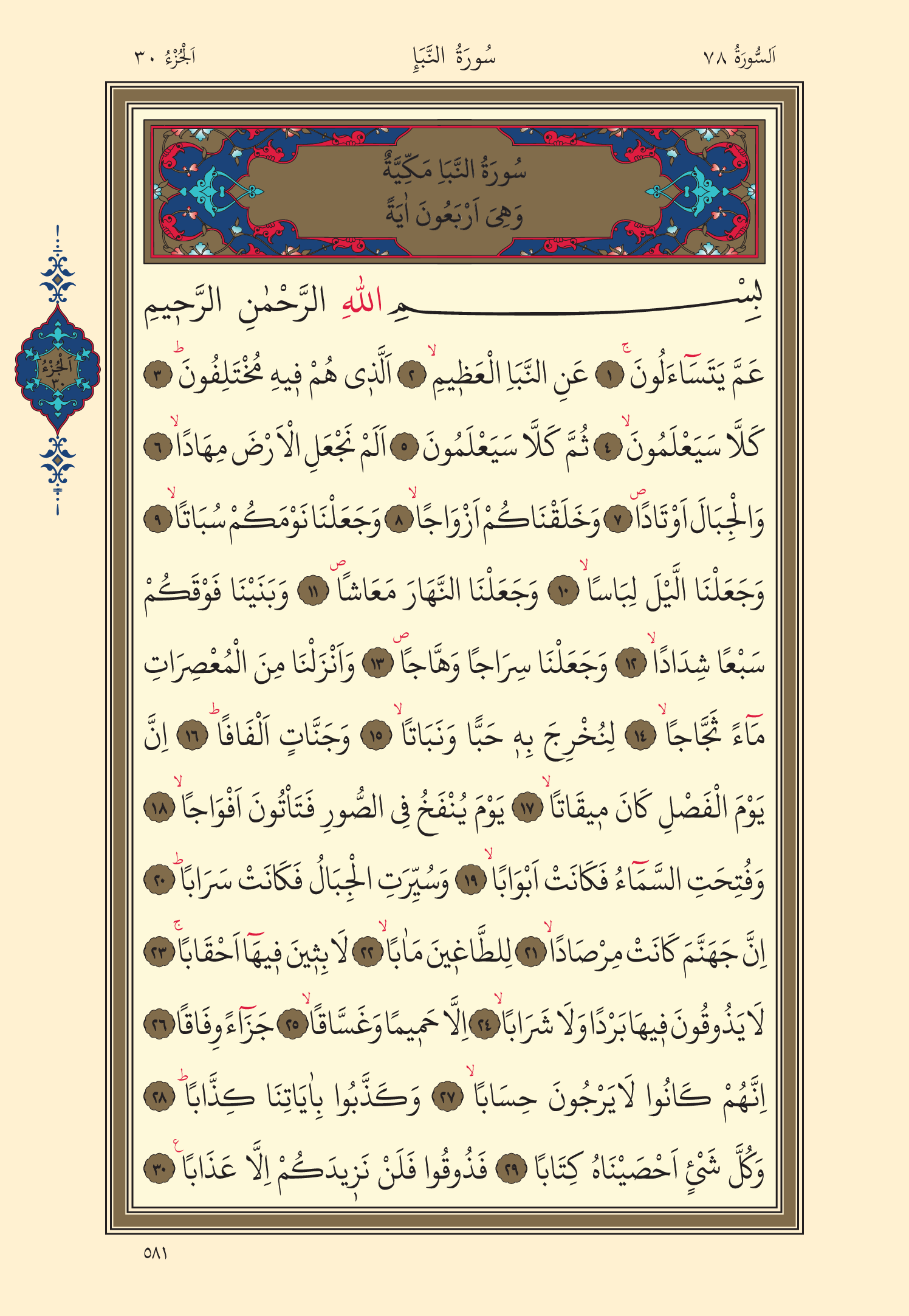 Kuran Oku 30. Cüz 581. Sayfa - KELAMULLAH