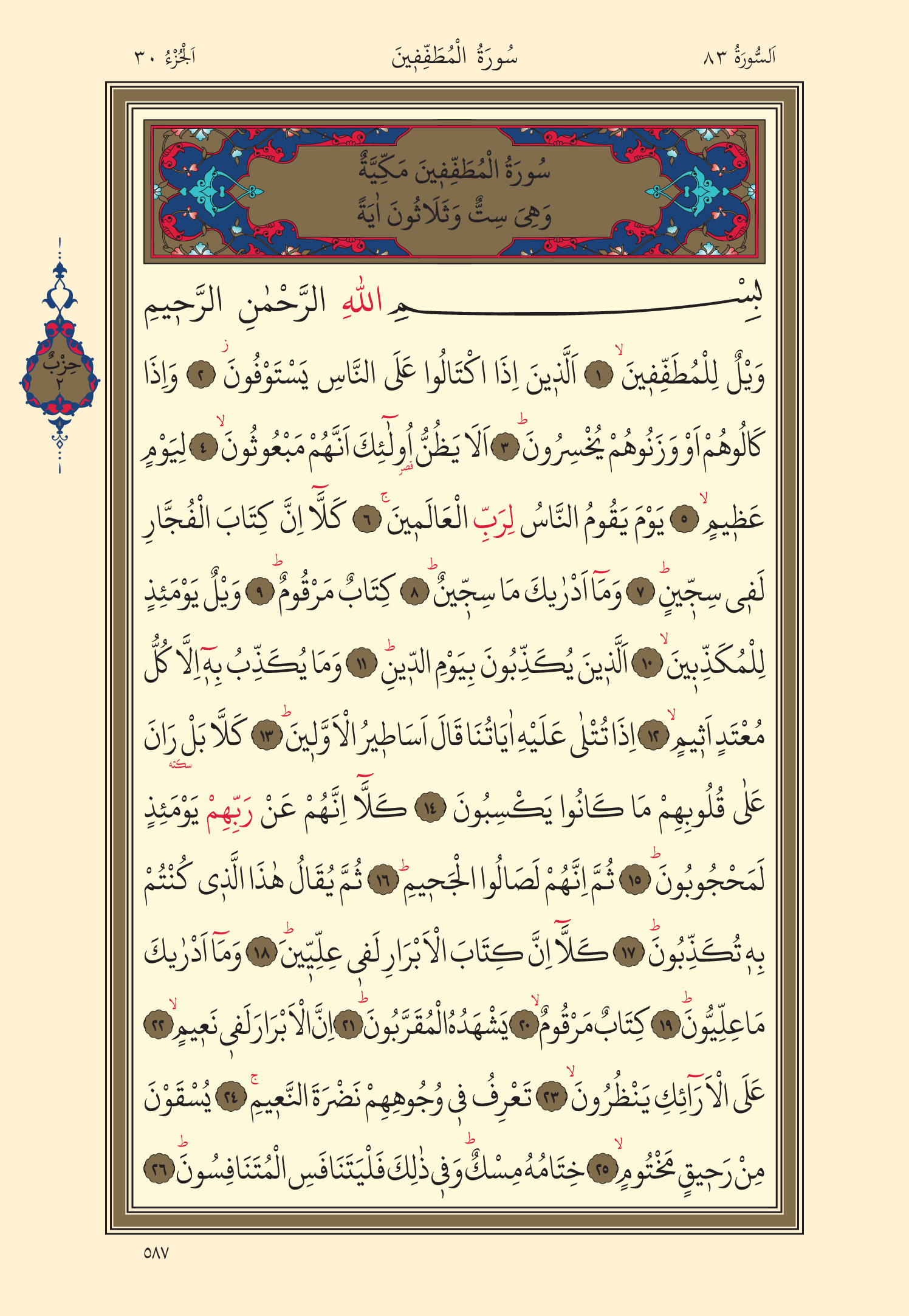 Kuran Oku 30. Cüz 587. Sayfa - KELAMULLAH