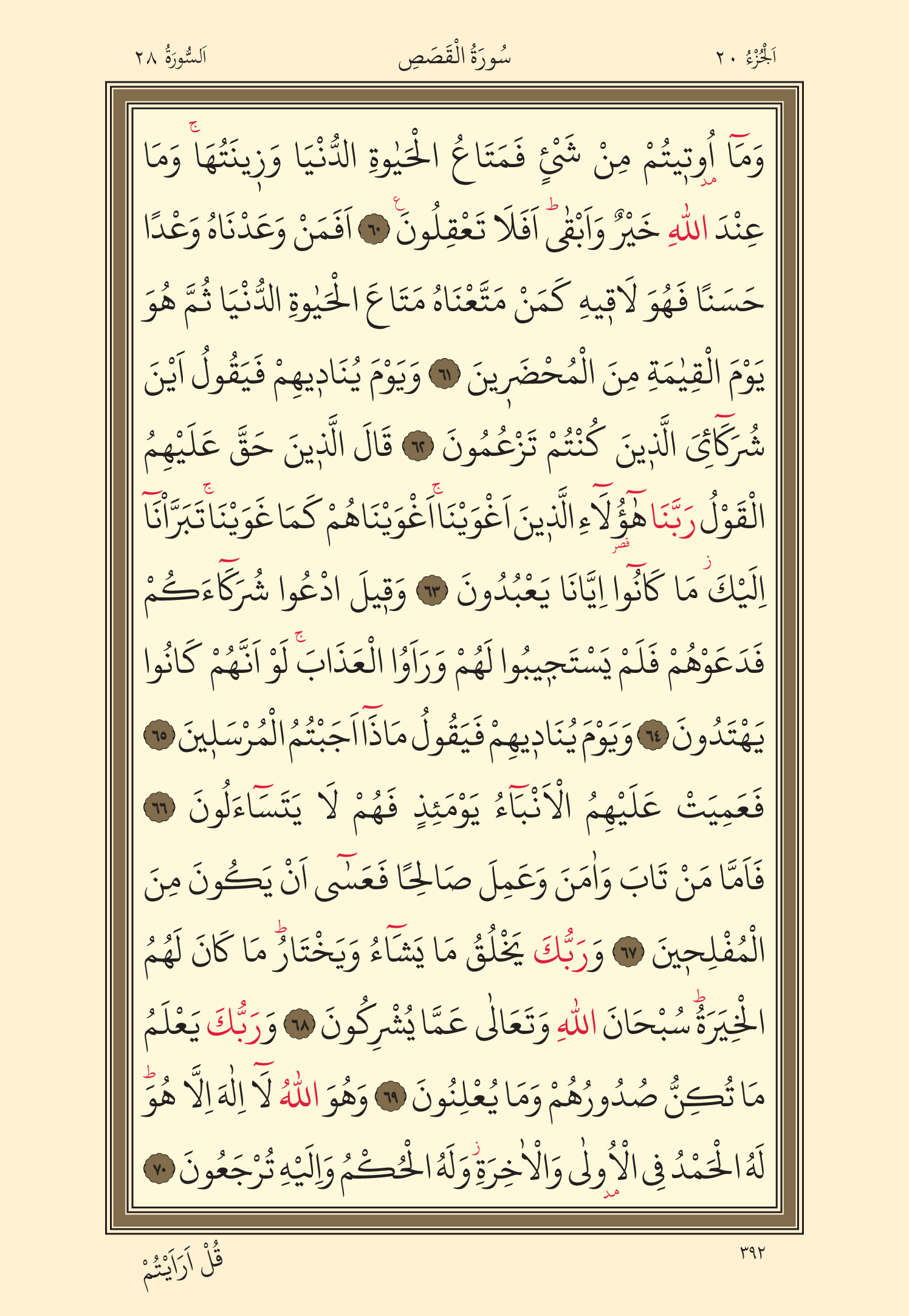 Kuran Oku 20. Cüz 392. Sayfa - KELAMULLAH