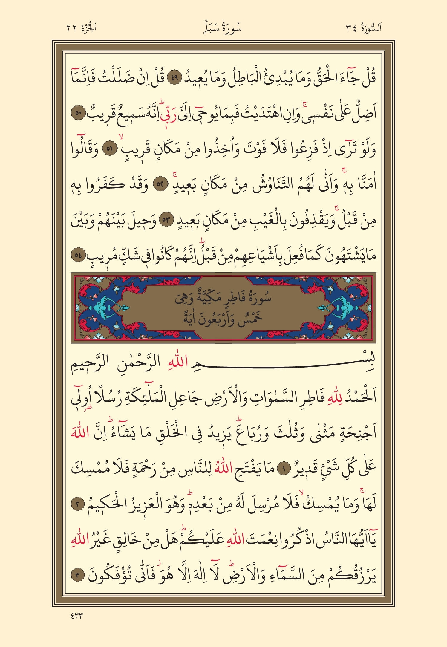 Kuran Oku 22. Cüz 433. Sayfa - KELAMULLAH