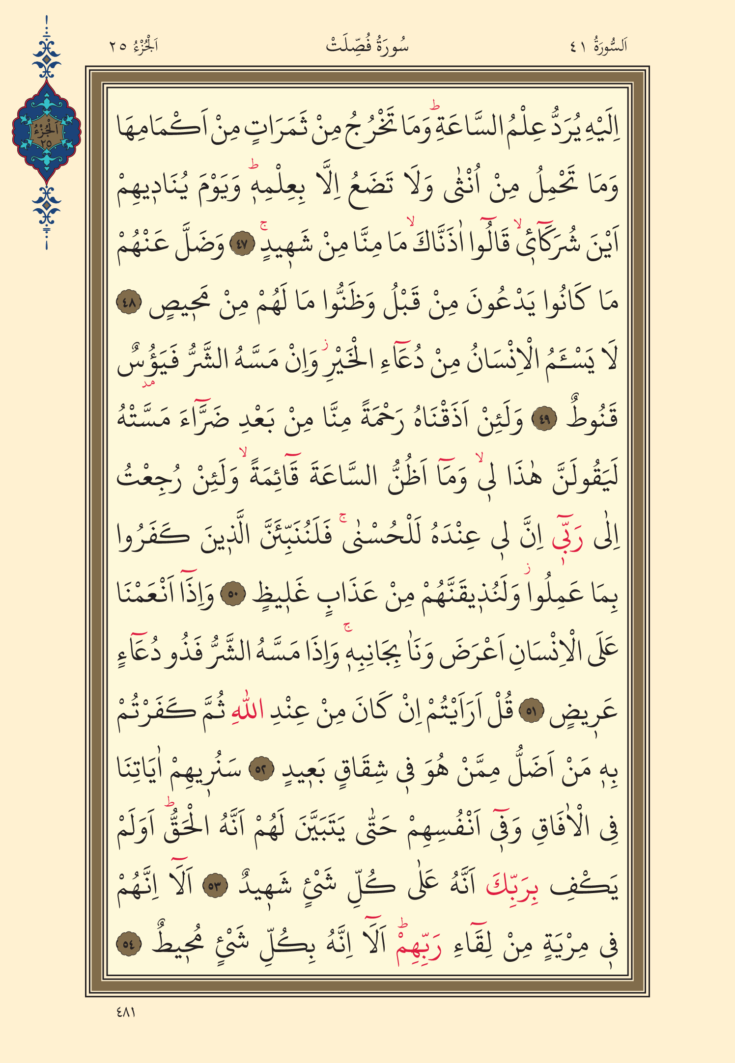 Kuran Oku 25. Cüz 481. Sayfa - KELAMULLAH