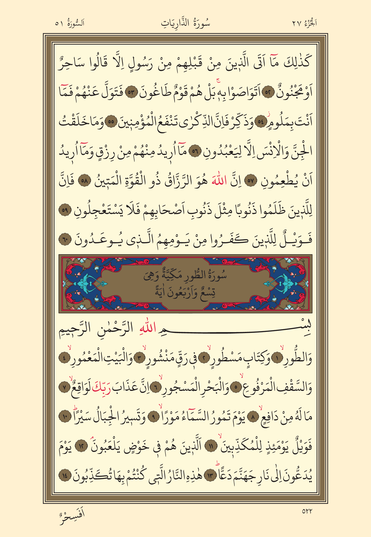 Kuran Oku 27. Cüz 522. Sayfa - KELAMULLAH